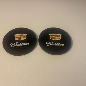Cadillac Car Cup Coasters in Black with logo set of 2 NWT